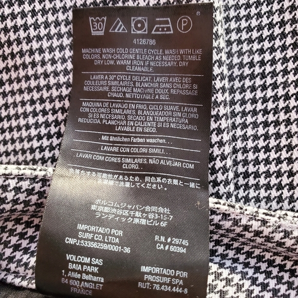 Volcom Pants Women's Size 26 Black And White Herringbone - Picture 11 of 14